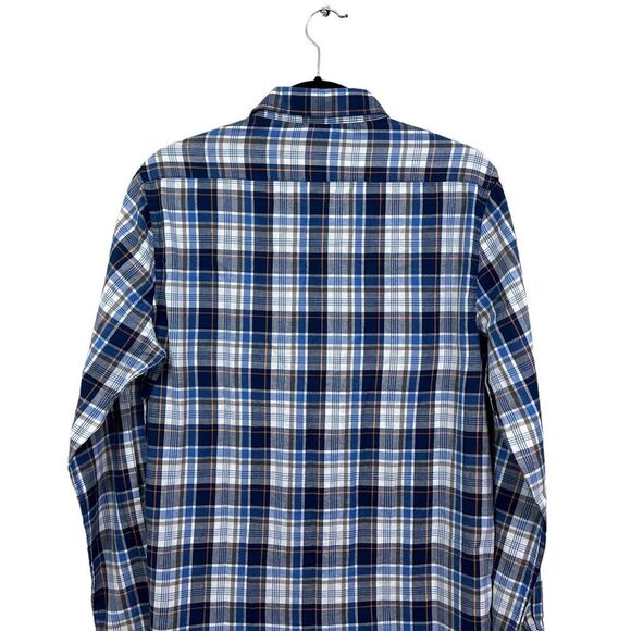 Slate & Stone Button Down Plaid‎ Shirt Long Sleeves Blue White Orange Men Size S - Picture 5 of 5